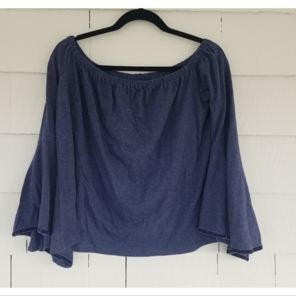 NWT Loft Purple Off Shoulder Bell Sleeve Top Medium